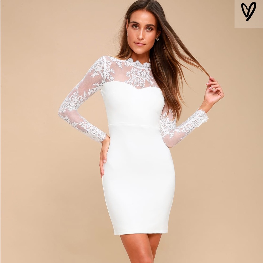 NWT LULUS MINI WHITE DRESS PERFECT FOR BRIDES !